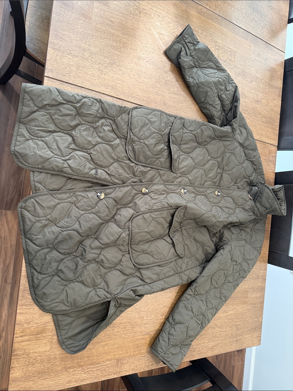Old Navy Olive Quilted Longline Puffer Coat